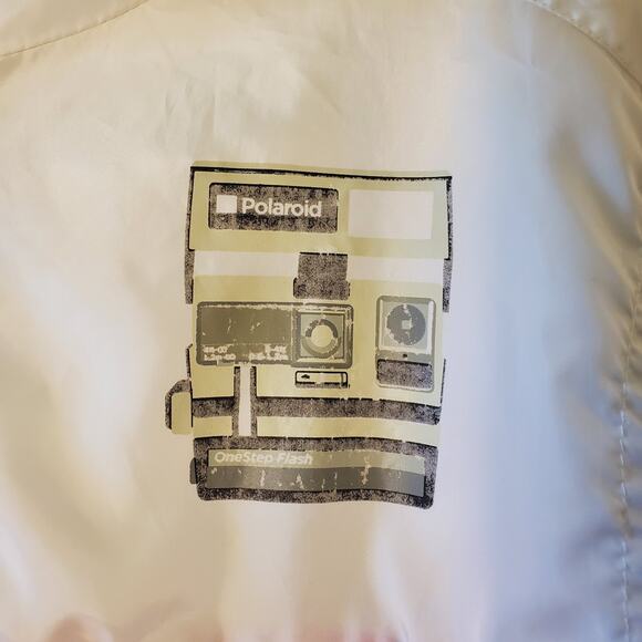 Polaroid Supercolor Crop Top Windbreaker Size M White Cinch Pocket Lightweight - Picture 6 of 14
